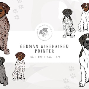 German Wirehaired Pointer SVG, GWP SVG, Sitting Dog svg, German Wire Hair png, Hunting Dog Illustration, Printable Dog Art, Pointer Clipart