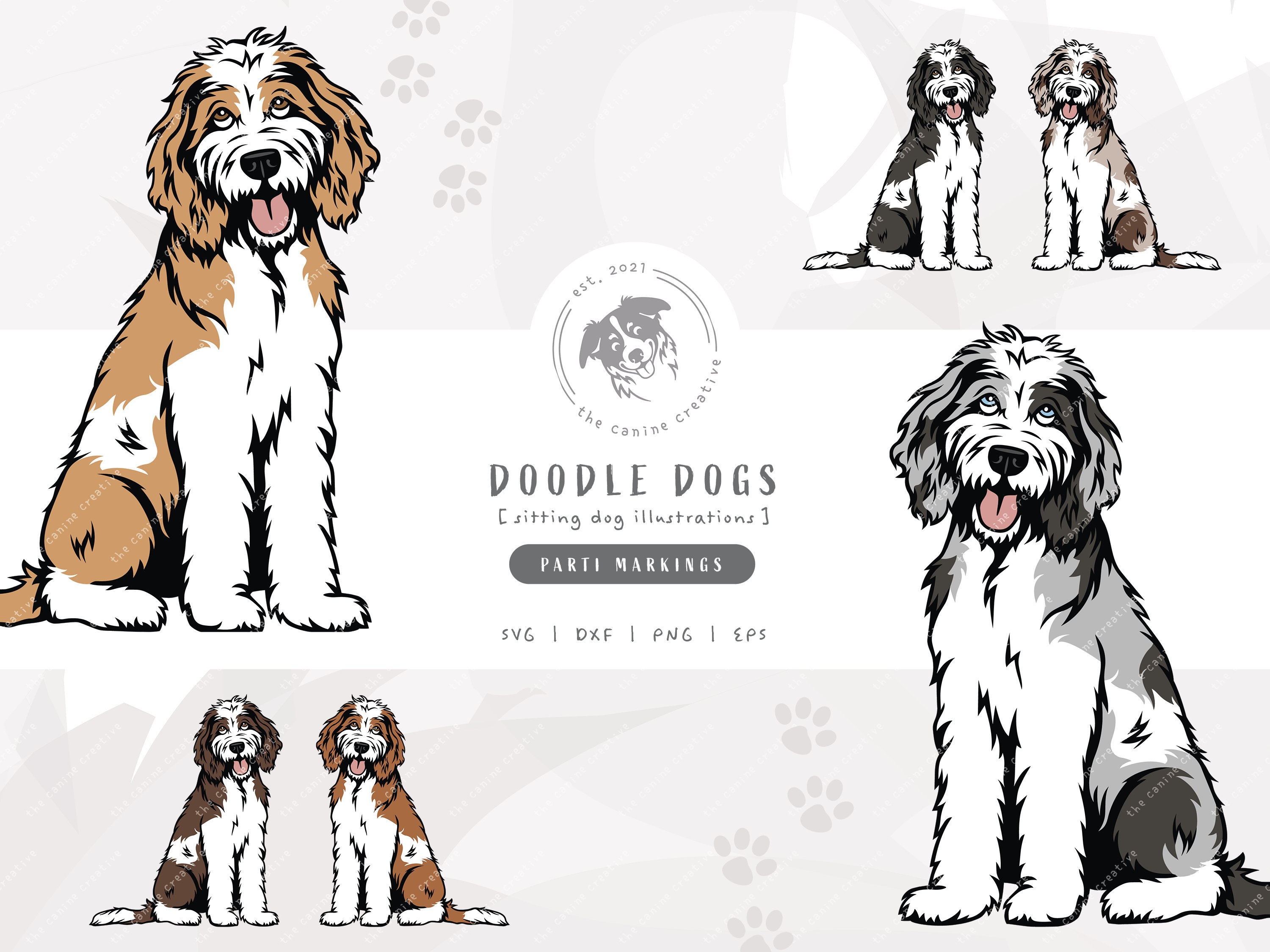 Parti Doodle SVG, Sitting Dog SVG, Bernedoodle SVG, Sheepadoodle ...