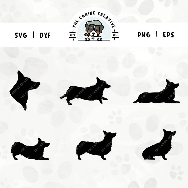 Corgi Dog SVG Bundle, Pembroke Welsh Corgi Silhouette, Corgi Head Vector, Dog Sitting Standing PNG, Dog Laying Down Art, Dog Running Playing