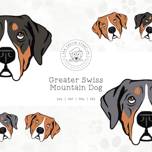 Greater Swiss Mountain Dogs SVG, Swissie Clipart, Dog Face PNG, Printable Dog Art, Dog Breed Illustration, Cricut Cut File, Layered SVG