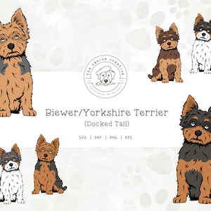 Yorkshire Terriers Clip Art, Yorkie SVG, Biewer Terrier PNG, Docked Tail, Sitting Dog svg, Dog Illustration, Cricut Cut File, Layered SVG