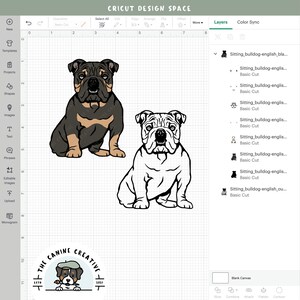 Screen shot of design in Cricut Design Space showing layered and outline design details.