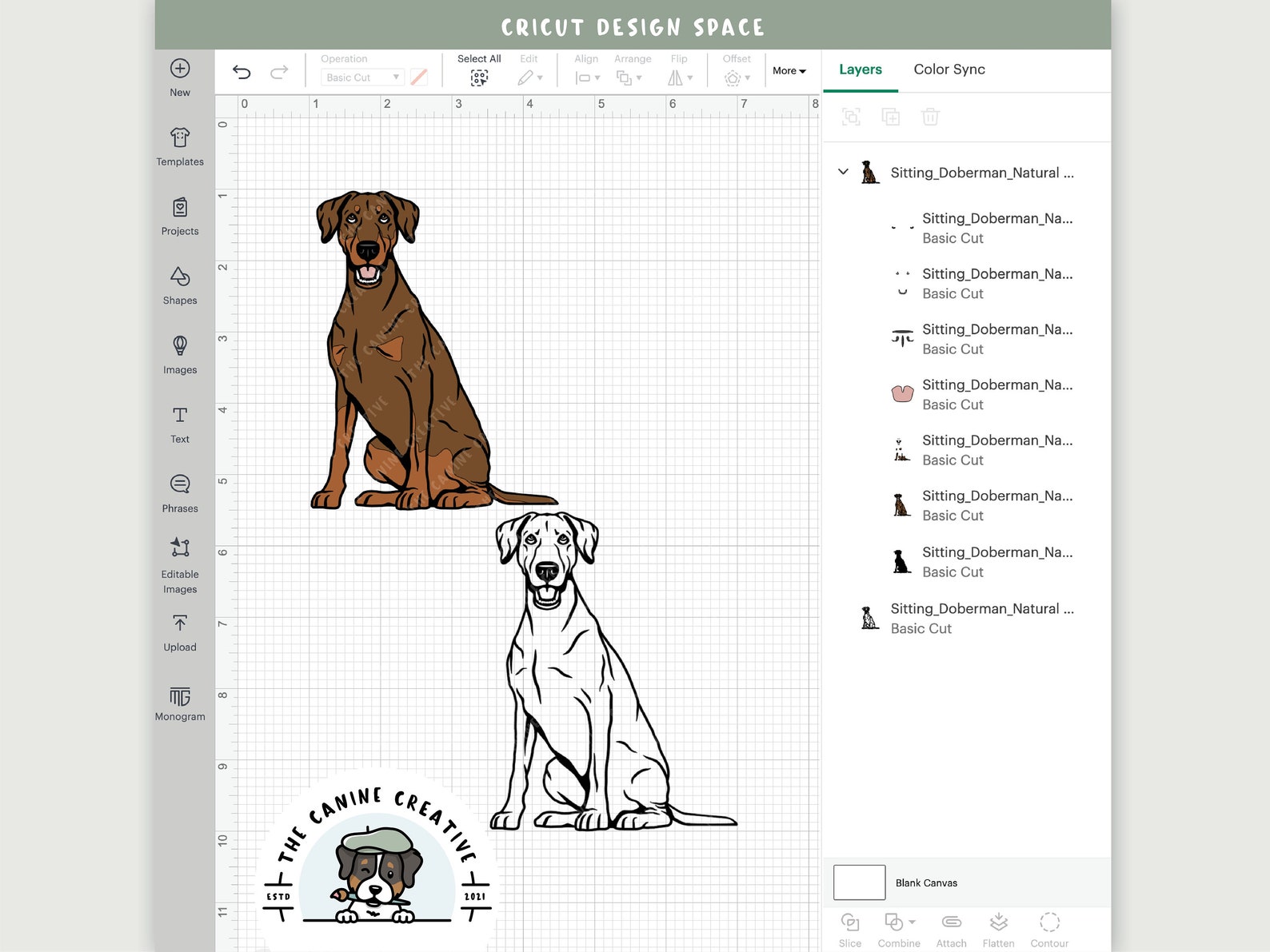 Doberman Art, Sitting Dog SVG, Natural Ears Undocked Tail, Dobie ...