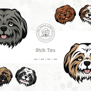 Shih Tzu SVG, Shih Tzu Clipart, Dog Face svg, Dog Breed PNG, Printable Dog Clipart, Dog Illustration, Cricut Cut File, Layered SVG Design