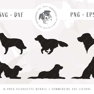 Pacchetto di design SVG Golden Retriever Silhouette - Goldie, Golden Retriever Clip Art, sagoma del cane, file di taglio a forma di cane - svg, dxf, png, eps