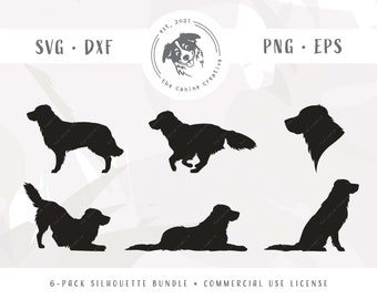 Golden Retriever Silhouette SVG-Design-Bundle - Goldie, Golden Retriever Clip Art, Hundesilhouette, Hundeform Schnittdatei - svg, dxf, png, eps