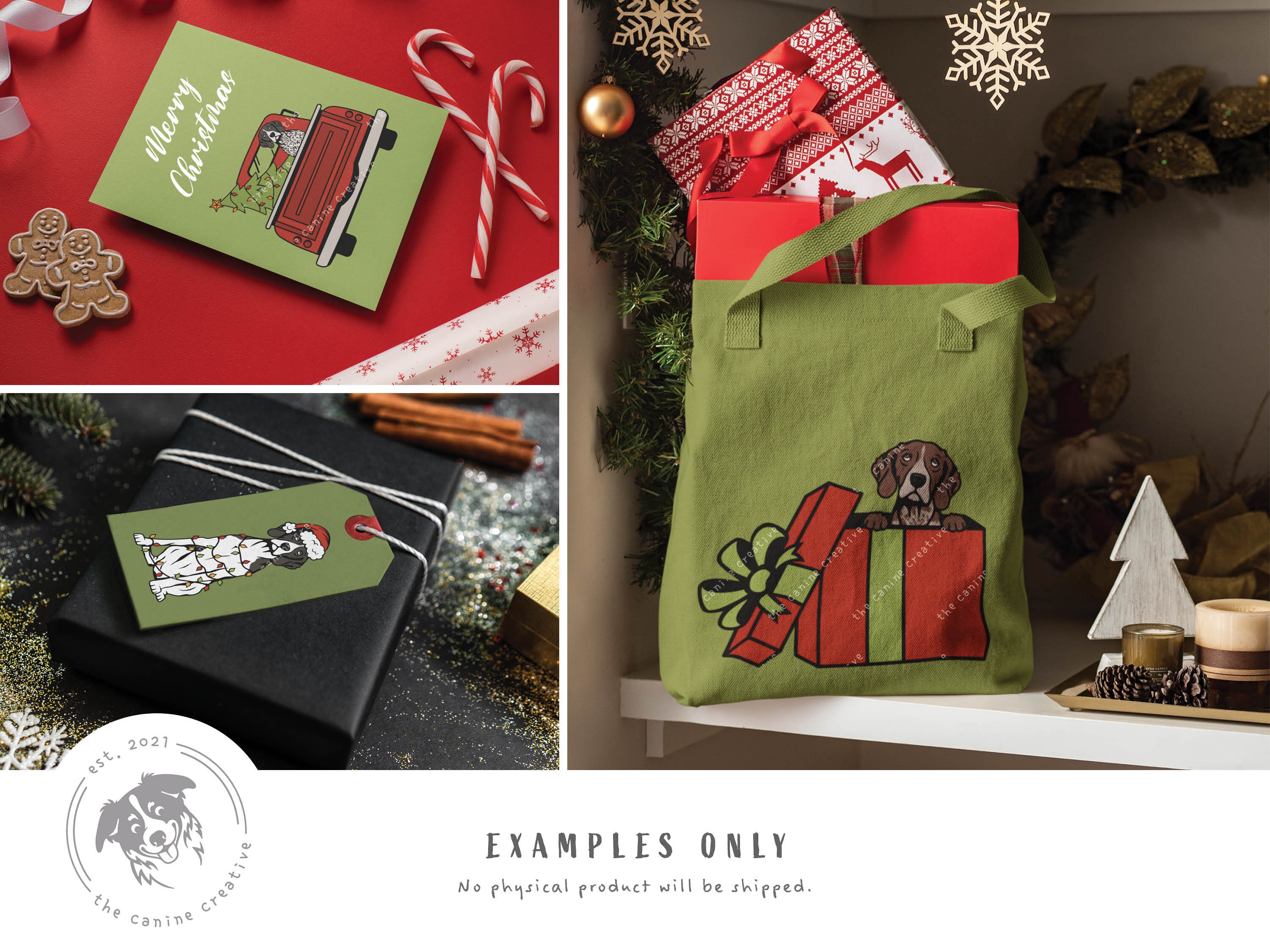 GSP Christmas SVG Gift Box Png Dog Santa Hat Art Tangled - Etsy