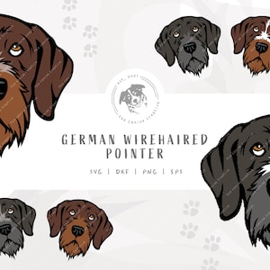 German Wirehaired Pointer SVG, GWP SVG, Dog Face svg, German Wire Hair png, Hunting Dog Illustration, Printable Dog Art, Pointer Clipart