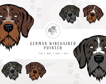 German Wirehaired Pointer SVG, GWP SVG, Dog Face svg, German Wire Hair png, Hunting Dog Illustration, Printable Dog Art, Pointer Clipart