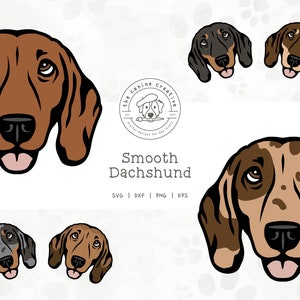 Smooth Dachshund SVG, Dachshunds Clipart, Dog Face Illustration, Doxie Printable, Sausage Dog PNG, Wiener Dog Vector Art, Sublimation Design