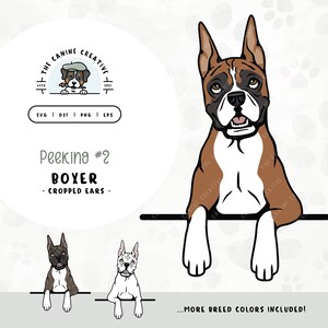Peeking Boxer Dog with Cropped Ears SVG - Option 2 | Cute Puppy Clipart PNG | Printable Pet Illustration | DIY Gift for Dog Lover, Mama, Dad