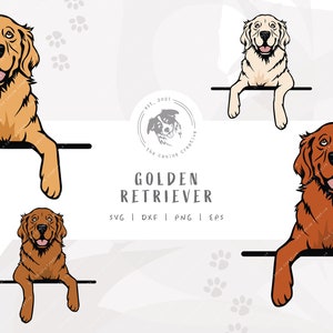 Golden Retriever SVG, Peeking Dog SVG #2, Golden SVG, Pet Portrait Clipart, Printable Dog Art, Goldie png, Dog Illustration, Cricut Cut File