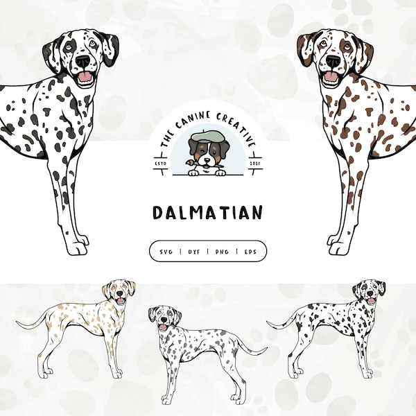 Dalmatians SVG, Dalmation PNG, Dalmatian Clipart, Standing Dog Illustration, Spotted Dog Art, Digital Print, Sublimation Design, Cut File