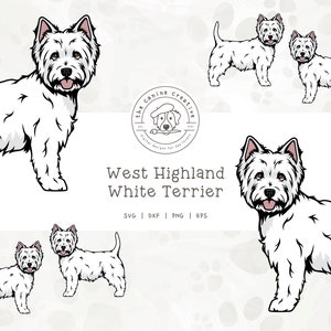 Westhighland Terrier SVG, Westie PNG, West Highland White Terrier Clipart, Standing Dog Illustration, Dog Printable Art, Sublimation Design