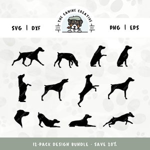 Doberman Silhouette SVG Bundle, Natural Ears Docked Tail, Dobe Dog Breed Clipart, Dog Image Digital, Dobie Printable Art, Sublimation Design