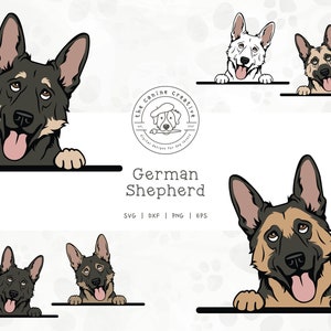 German Shepherd SVG, GSD SVG, Peeking Dog svg #1, K9 Dog Breed Clipart, Printable Dog Clipart, Police Dog Illustration, Cricut Cut File