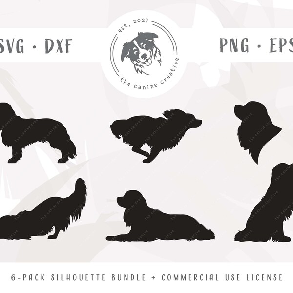 Cavalier King Charles Spaniel SVG Silhouette Bundle -  Spaniel Cut File, Spaniel Dog Breed Clipart, Different Poses -  dxf, png, eps