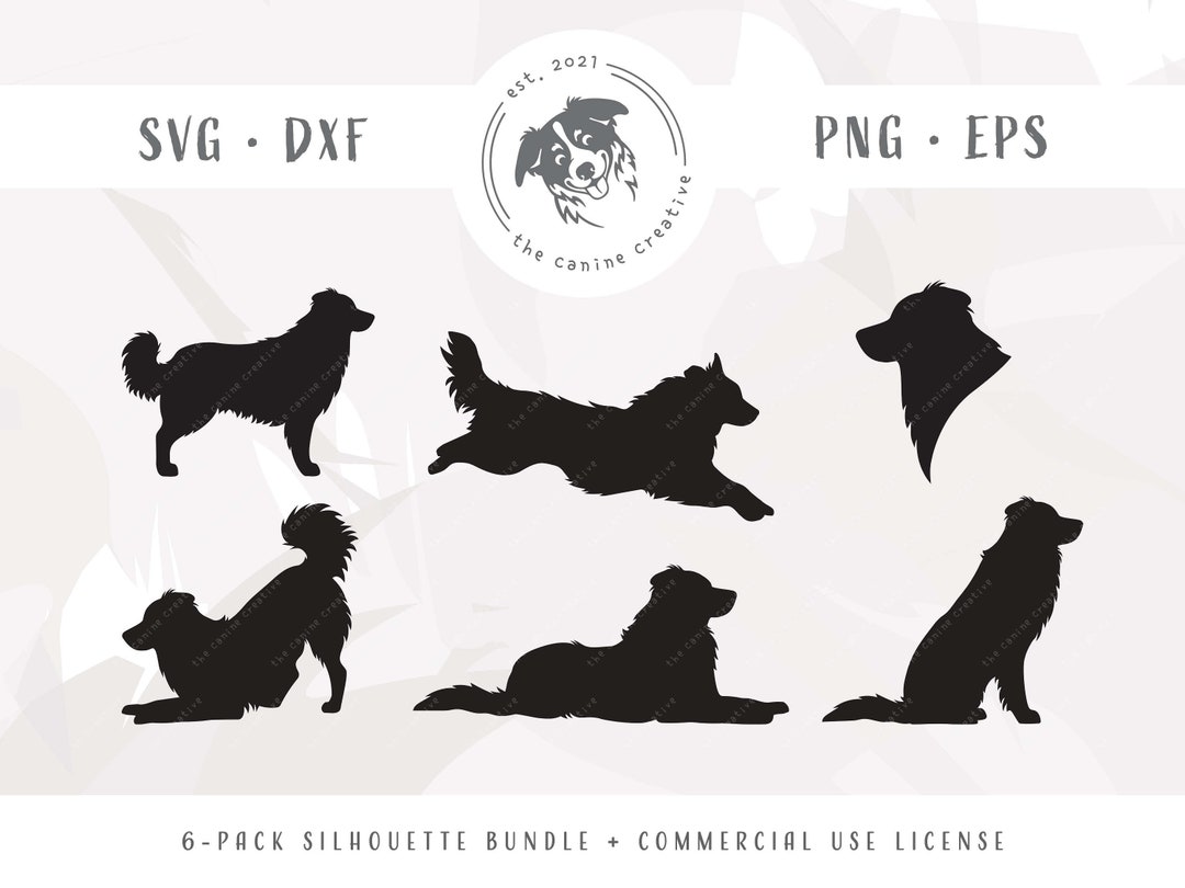 Australian Shepherd Silhouette SVG Design Bundle, Aussie Natural Tail