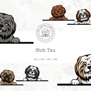 Shih Tzu SVG, Shih Tzu Clipart, Peeking Dog svg #1, Dog Breed PNG, Printable Dog Clipart, Dog Illustration, Cricut Cut File, Layered SVG