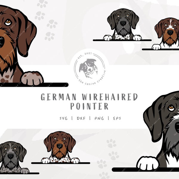 German Wirehaired Pointer SVG, Peeking Dog SVG #1, GWP svg Layered, Puppy png, Printable Dog Clipart, Dog Illustration, Cricut Cut File