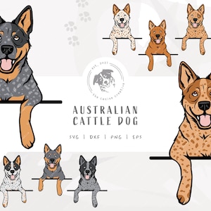 Heeler SVG, Peeking Dog SVG #2, Australian Cattle Dog Clip Art, Blue Heeler Illustration PNG, Red Heeler Vector Design, Printable Dog Art