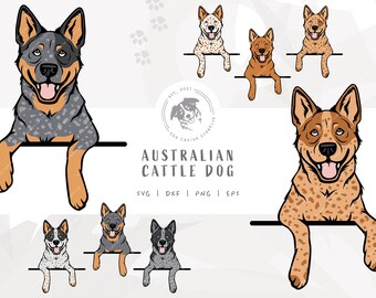 Heeler SVG, Peeking Dog SVG #2, Australian Cattle Dog Clip Art, Blue Heeler Illustration PNG, Red Heeler Vector Design, Printable Dog Art