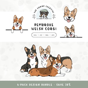 Corgi Dog SVG, Pembroke Welsh Corgi Clipart, Hand Drawn Dogs PNG, Peeking Dog, Cartoon Dog Face, Standing  Dog, Sitting Dog, Laying Down Dog
