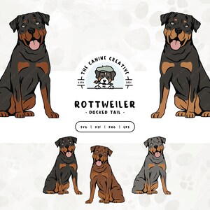 Rottweilers SVG, Docked Tail Rottweiler PNG, Sitting Dog Illustration, Rottie Clipart, Printable Art, Sublimation Design, Cricut Cut File