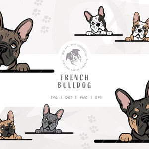 French Bull Dog SVG, French Bulldog SVG, Frenchie PNG, Peeking Dog svg #1, Printable Dog Art, Frenchie Clipart, Cartoon Dog Illustration