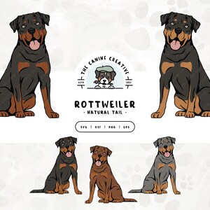 Rottweilers SVG, Natural Tail Rottweiler PNG, Sitting Dog Illustration, Rottie Clipart, Printable Art, Sublimation Design, Cricut Cut File