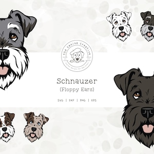Schnauzer Dog SVG, Natural Ear Schnauzer PNG, Dog Face Illustration, Dog Printable Art, Dog Clipart, Sublimation Design, Cricut Cut File