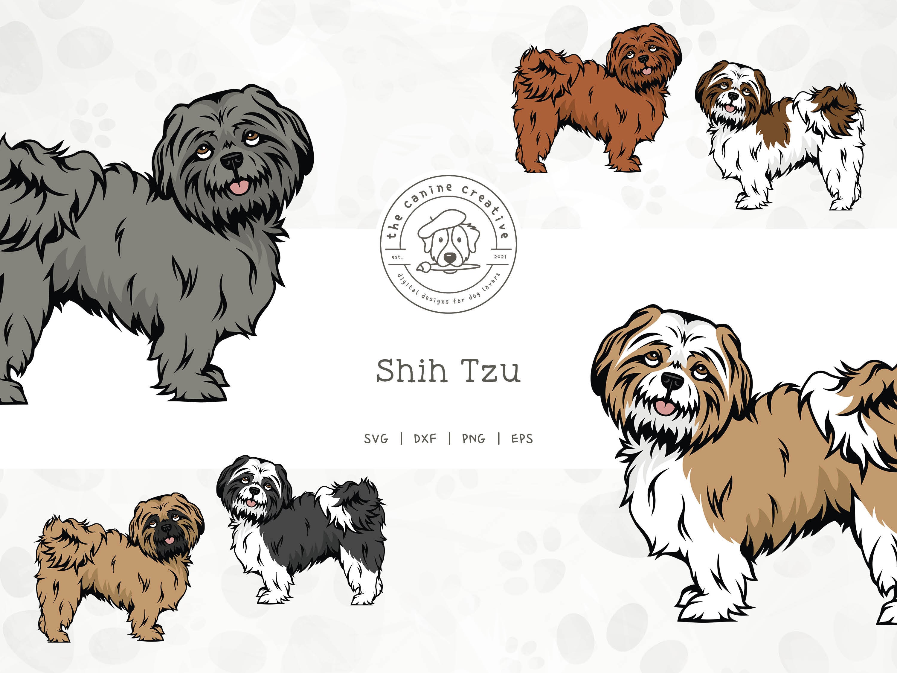 Shih Tzu SVG Shih Tzu Clipart Standing Dog Svg Dog Breed - Etsy