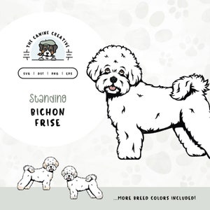 Standing Bichon Frisé SVG | Tenerife Dog Clipart PNG | Cute Puppy Design | Printable Pet Illustration | DIY Gift for Dog Lover, Mama, or