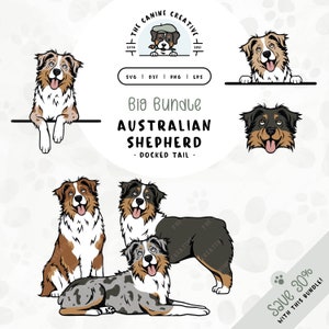Australian Shepherd SVG Bundle | Mini Aussie Clipart PNG | Printable Pet Illustration | DIY Gift for Dog Lover, Mama, or Dad