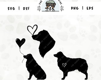 Australian Shepherd SVG Bundle | Dog Heart Silhouette Clipart | DIY Gift for Aussie Mama, Valentines, Anniversary | Gotcha Day Pet PNG