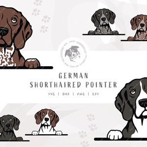 German Shorthaired Pointer SVG, GSP PNG, Peeking Dog Design #1, Pet Portrait, Printable Dog Clipart, Dog Illustration, Cricut Cut File