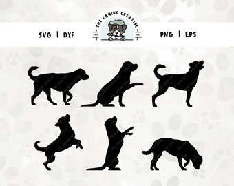 Natural Tail Rottweilers SVG Bundle, Dog Breed Silhouette, Walking Rottweiler PNG, Sniffing Dog Clipart, Jumping Barking Rottie Cut File