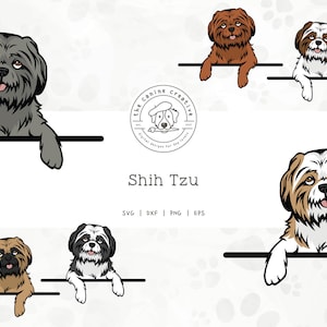Shih Tzu SVG, Shih Tzu Clipart, Peeking Dog svg #2, Dog Breed PNG, Printable Dog Clipart, Dog Illustration, Cricut Cut File, Layered SVG