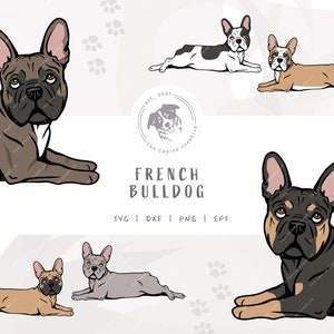 French Bull Dog SVG, French Bulldog SVG, Frenchie PNG, Dog Laying Down svg, Printable Dog Art, Frenchie Clipart, Cartoon Dog Illustration