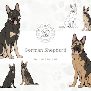 German Shepherd SVG, GSD SVG, Sitting Dog png, K9 Dog Breed Clipart, Printable Dog Clipart, Police Dog Illustration, Cricut Cut File Design