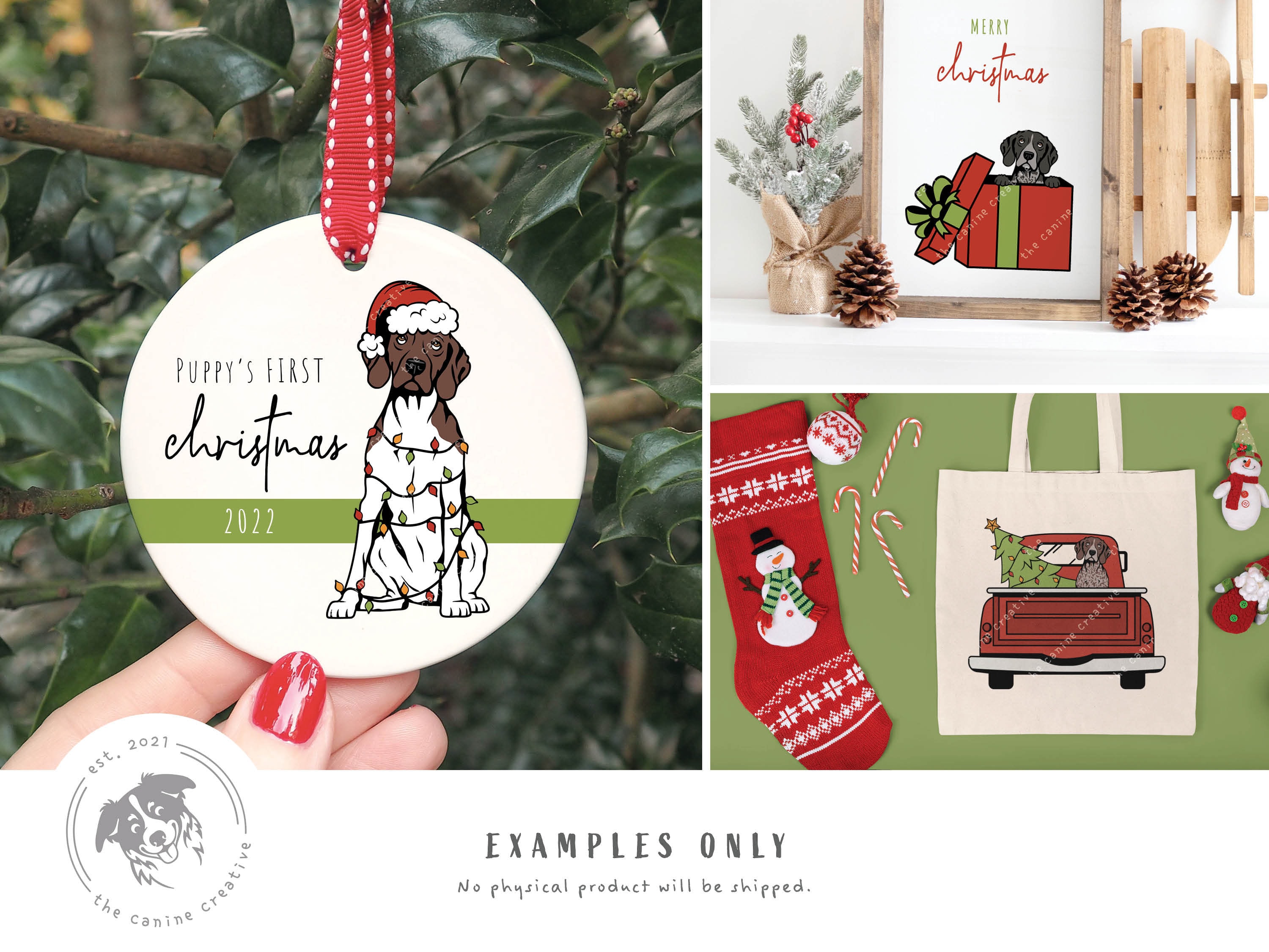 GSP Christmas SVG Gift Box Png Dog Santa Hat Art Tangled - Etsy