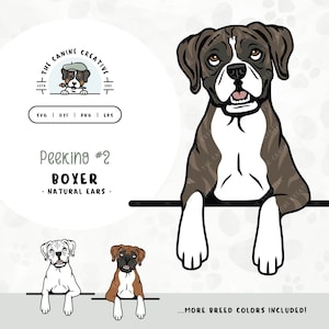 Peeking Boxer Dog with Floppy Ears SVG - Option 2 | Cute Puppy Clipart PNG | Printable Pet Illustration | DIY Gift for Dog Lover, Mama, Dad