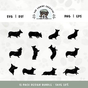 Corgi Dog SVG, Pembroke Welsh Corgi Clipart Bundle, Dog Breed Silhouette, Dog Image Digital, Corgi Silhouette Clipart, Sublimation Design
