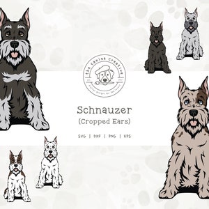 Schnauzer Dog SVG, Cropped Ear Schnauzer PNG, Sitting Dog Illustration, Dog Printable Art, Dog Clipart, Sublimation Design, Cricut Cut File