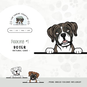 Peeking Boxer Dog with Floppy Ears SVG - Option 1 | Cute Puppy Clipart PNG | Printable Pet Illustration | DIY Gift for Dog Lover, Mama, Dad