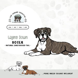 Laying Down Boxer Dog with Floppy Ears SVG | Cute Puppy Clipart PNG | Printable Pet Illustration | DIY Gift for Dog Lover, Mama, or Dad
