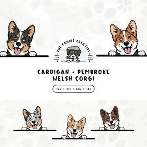 Corgi Dog SVG, Pembroke Welsh Corgi, Cardigan Welsh Corgi, Peeking Dog Clipart #1, Hand Drawn Dogs PNG, Dog Printable, Sublimation Design