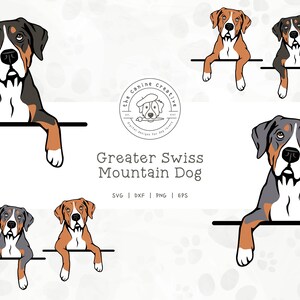 Greater Swiss Mountain Dogs SVG, Swissie Clipart, Peeking Dog PNG #2,  Printable Dog Art, Dog Breed Illustration, Layered Cricut Cut File