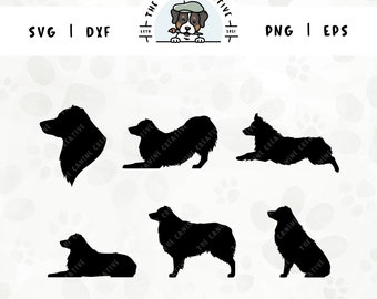 Australian Shepherd SVG Bundle | Dog Breed Silhouettes | Aussie Clipart PNG - Portrait, Sitting, Standing, Laying Down, Running, Playing
