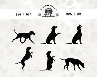 Dalmatians SVG Bundle, Dalmation PNG, Dog Breed Silhouette, Walking Dalmatian Design, Sniffing Dog Clipart, Jumping Barking Dog Cut File